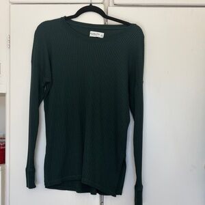 Dark Green Waffle Knit Women's Top